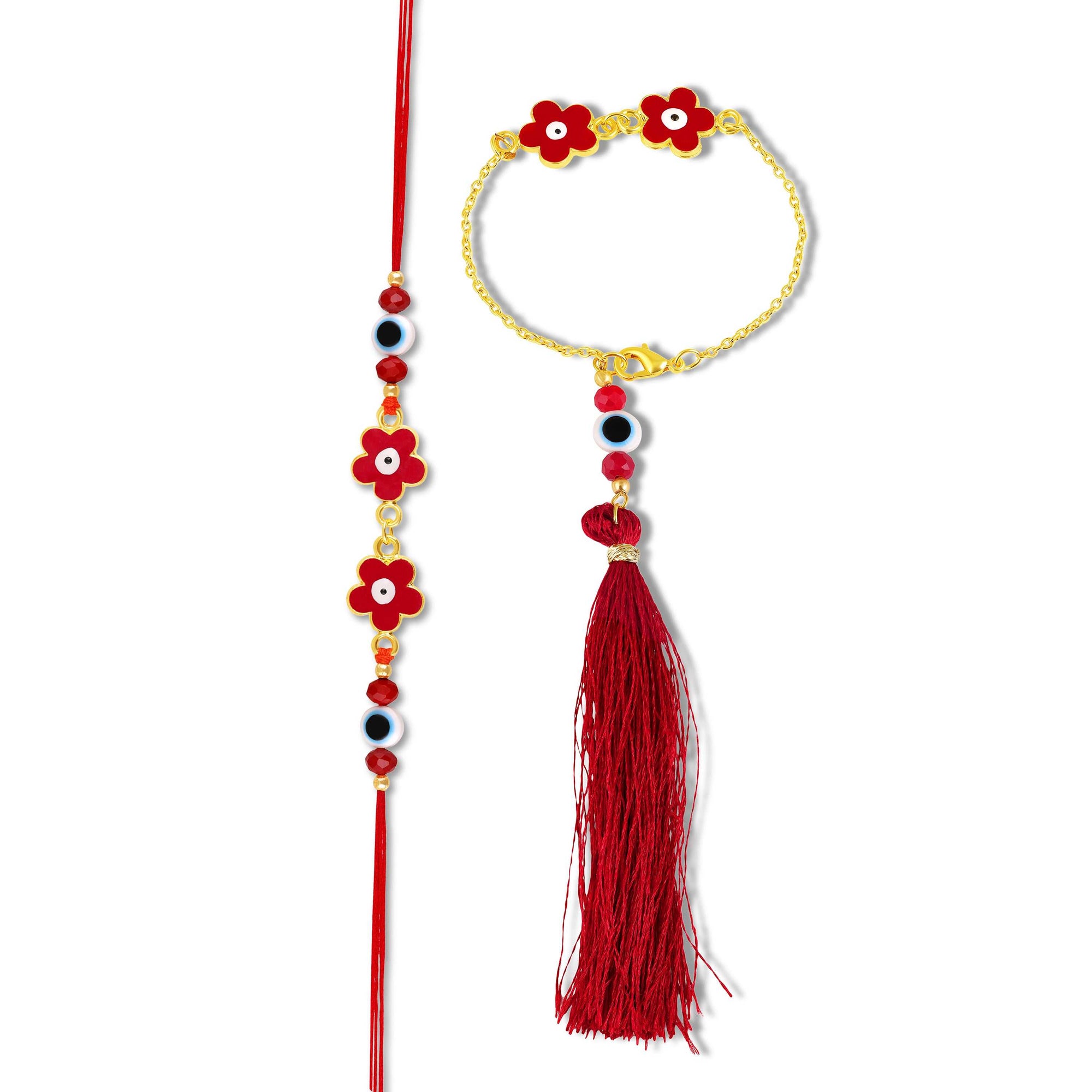 Evil Eye Bhaiya Bhabhi Couple Rakhi Set