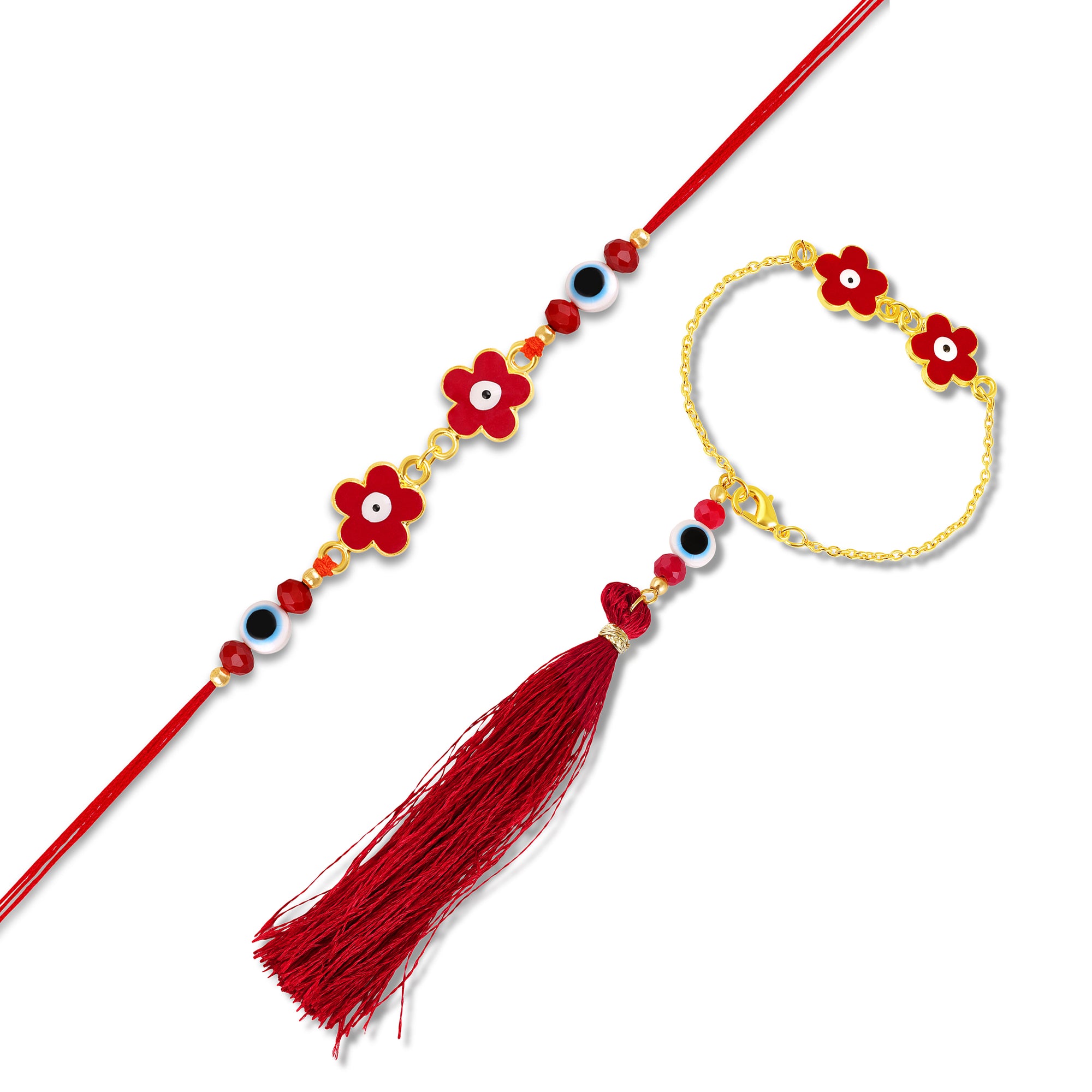 Evil Eye Bhaiya Bhabhi Couple Rakhi Set