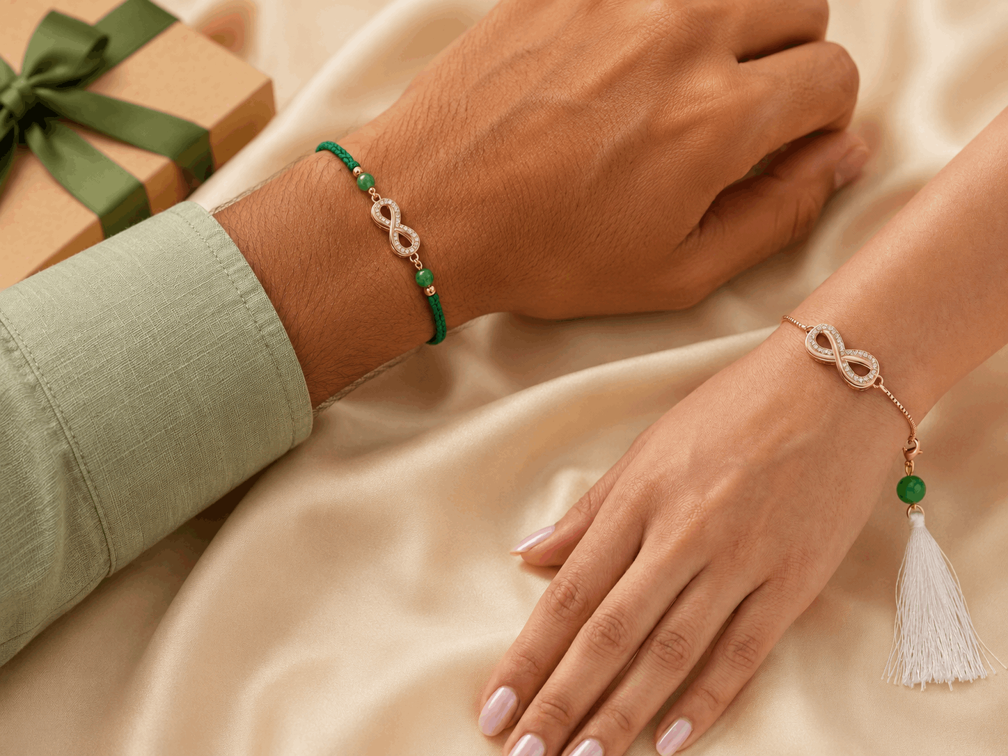 Evil Eye Bhaiya Bhabhi Couple Rakhi Set