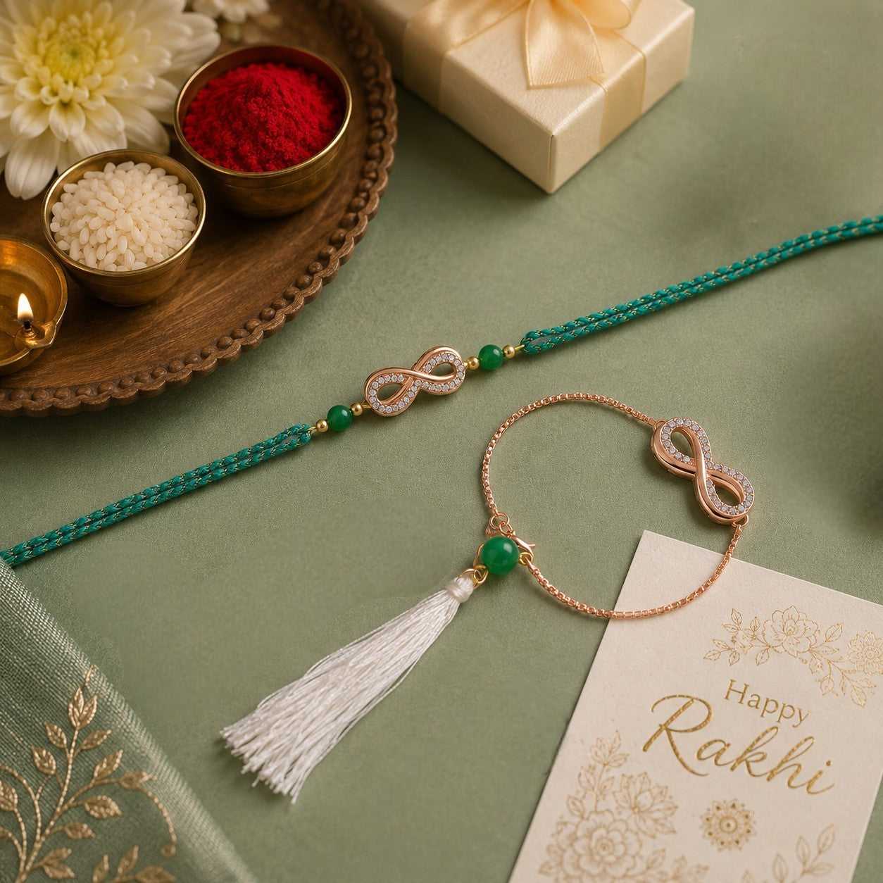 Evil Eye Bhaiya Bhabhi Couple Rakhi Set