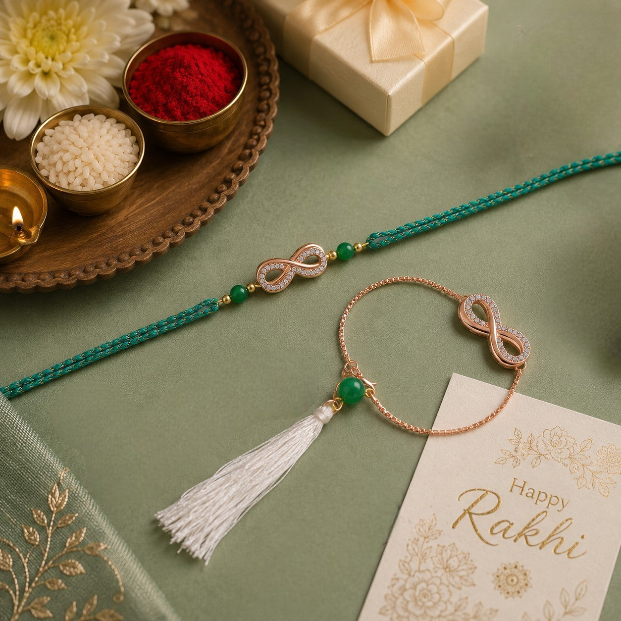 Evil Eye Bhaiya Bhabhi Couple Rakhi Set