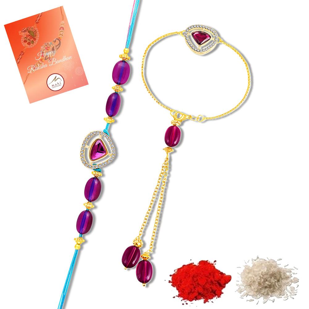 Royal Magenta Couple Rakhi Set