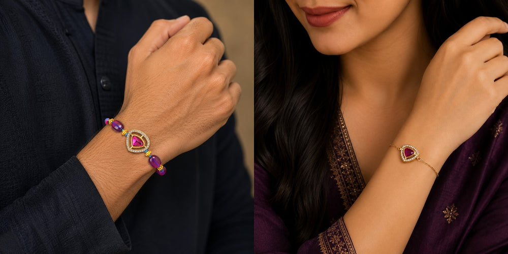 Royal Magenta Couple Rakhi Set