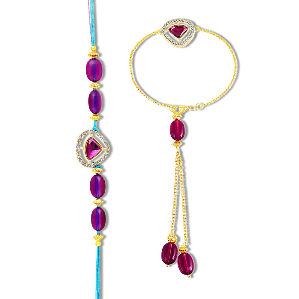 Royal Magenta Couple Rakhi Set