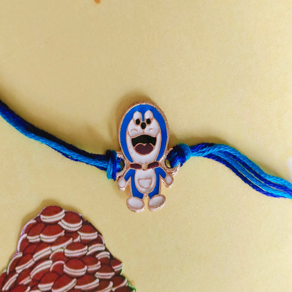 Combo of Peacock Shaped and Cartoon Meenakari Work Bhaiya Bhabhi Bhatija Rakhi