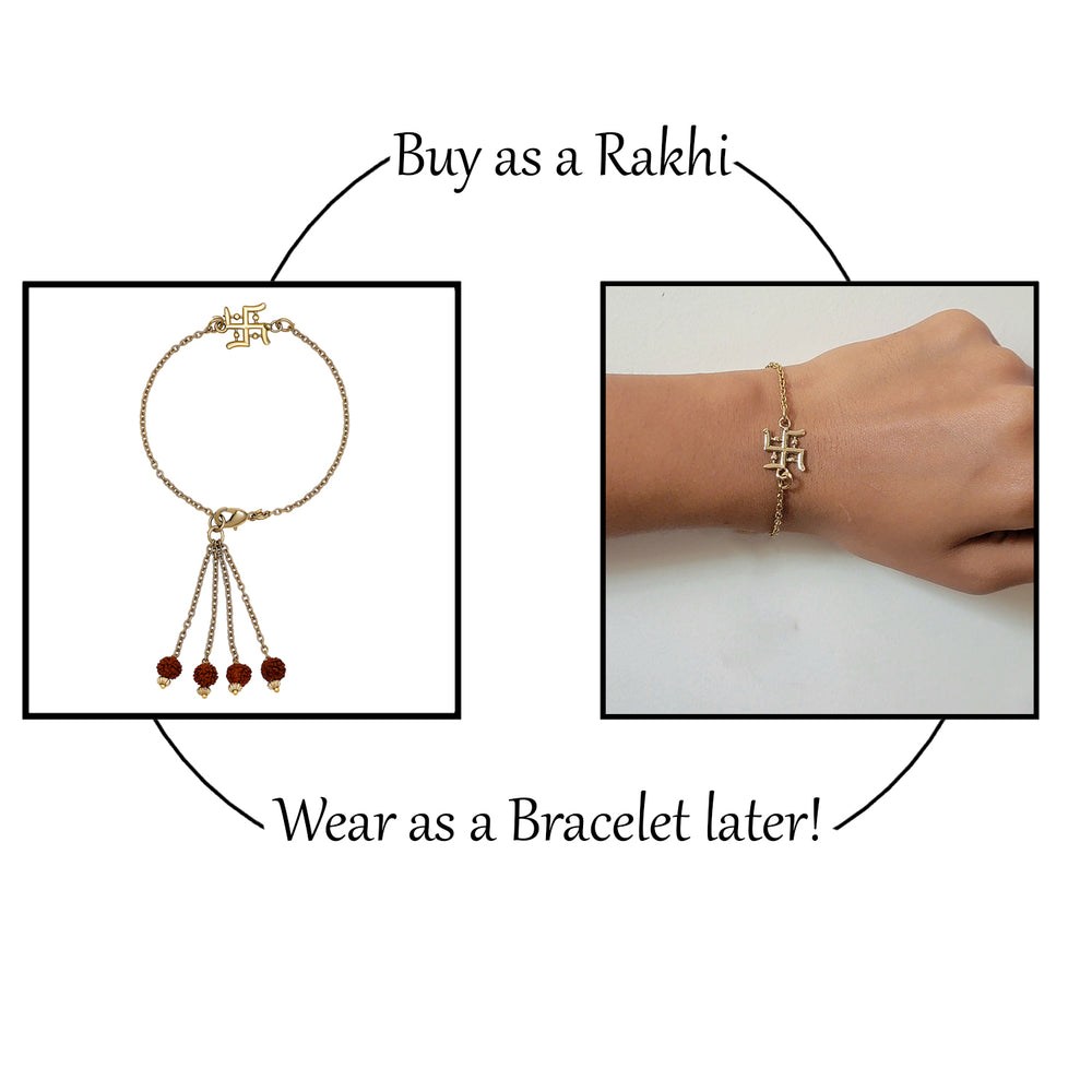 Combo of Evil Eye, Swastik and Bal Hanuman Bhaiya Bhabhi Bhatija Rakhi