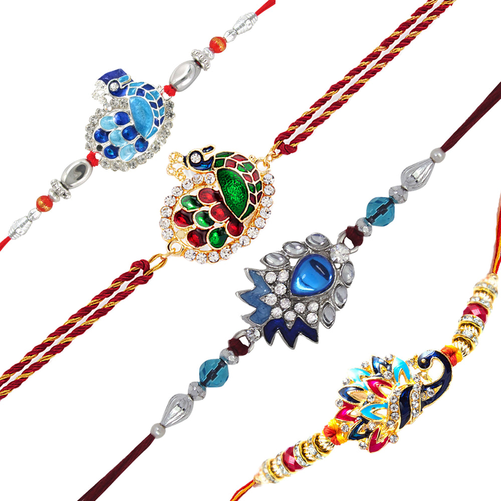 Combo of Peacok-Shaped and Floral Shaped Colorful Meena Work