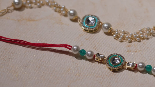 Classic Kundan Studded Ethnic Couple Rakhi Set