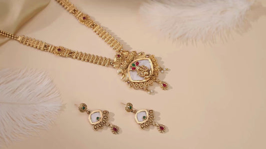 Traditional South Indian Temple Jewelry Necklace Set