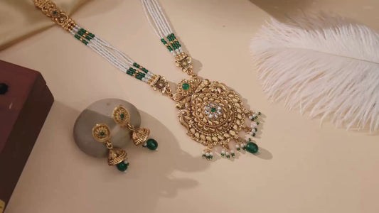 Temple Jewellery Long Haram Necklace Set